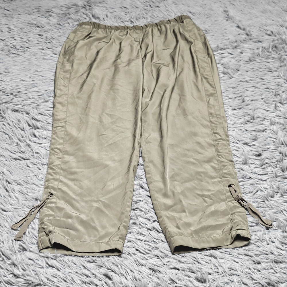 Chicos Pants Women US 4 Chicos 0 Olive Green Polyester Pull On Mid Rise Casual